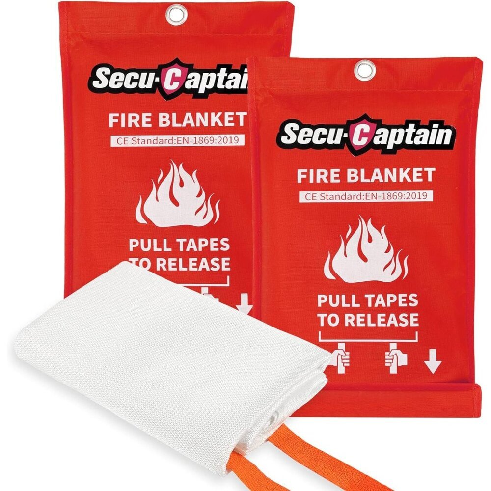 Emergency Fire Blanket for Home and Kitchen - 2 Pack 40"x40" Flame Suppression F
